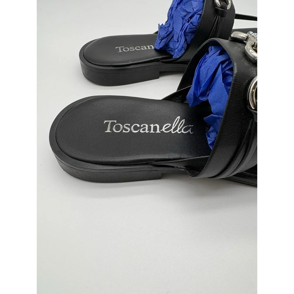 Toscanella Thong Sandal With Silver O-Ring And Rhinestone Embellishment, 6.5